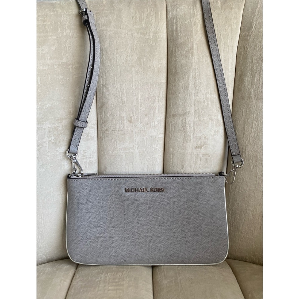 Michael Kors Light Gray Saffiano Leather Crossbody
